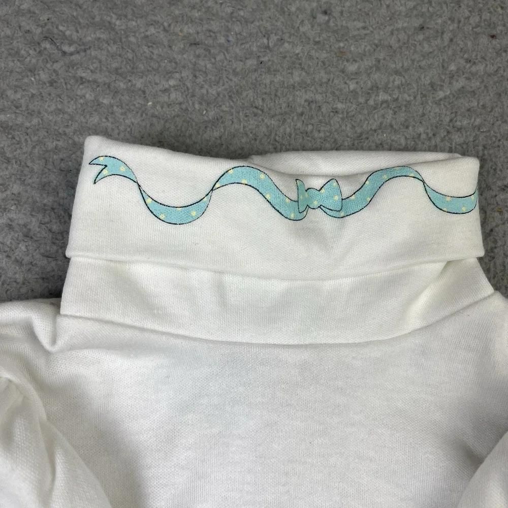 Vintage OshKosh B'Gosh Blue White Doll Turtleneck Ruffle Shoulders USA Size 2T